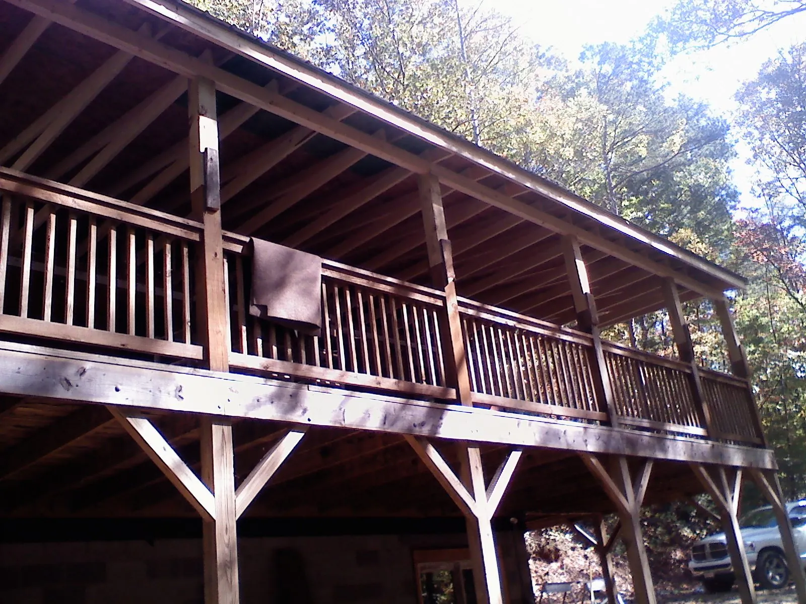 Timber framing under a new elevated porch and deck — Roof Leak Repair in Frenchtown by Roofing Brothers